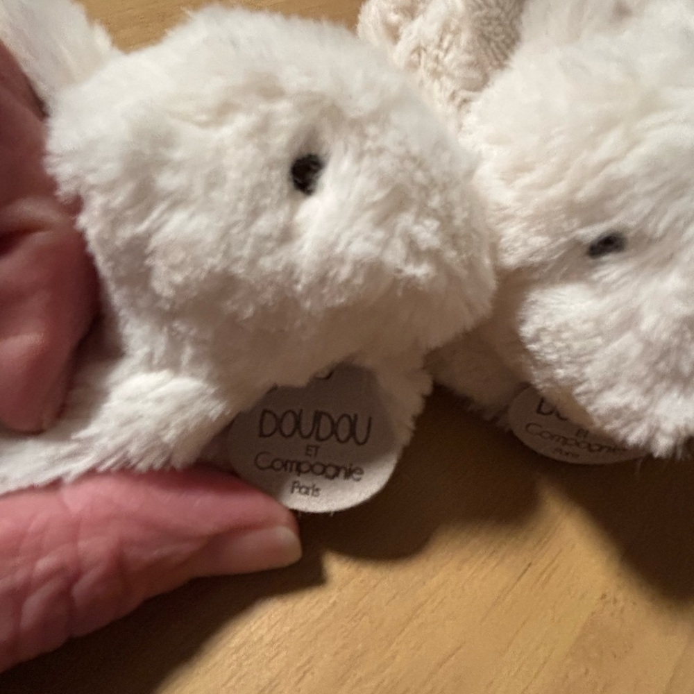 Newborn Plush White Bunny Slippers - Cozy Faux Fur